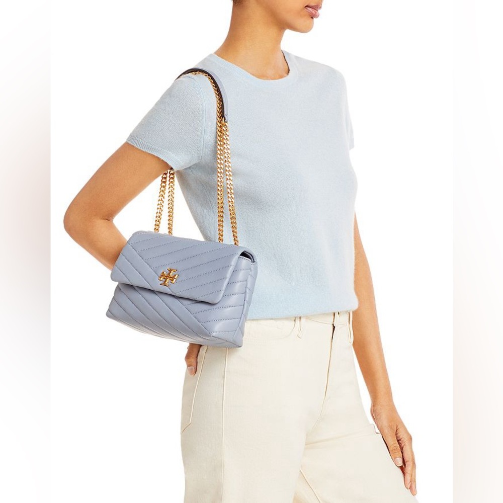 Tory Burch Small Kira Chevron Convertible Shoulder Bag - Cloud Blue